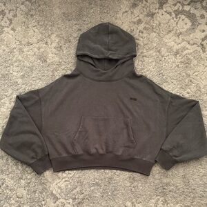 Grey NYC embroidered Cropped Hoodie